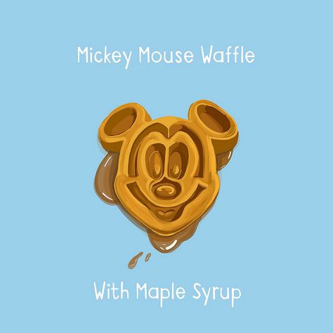 Mickey Mouse waffle illustration | by Snowfairy Waffle Illustration, Disneyland Iphone Wallpaper, Vintage Food Packaging, Mickey Waffle, Disney World 2024, Disney Minimalist, Food Animation, Food Wallpapers, Disney Foods