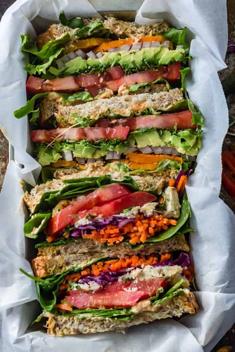 Dagwood Sandwich, Veggie Sandwich Recipes, Vegan Sandwich Recipes, Healthy Sandwich, Healthy Sandwich Recipes, Vegan Sandwiches, Baked Veggies, Vegetarian Sandwich, Veggie Sandwich