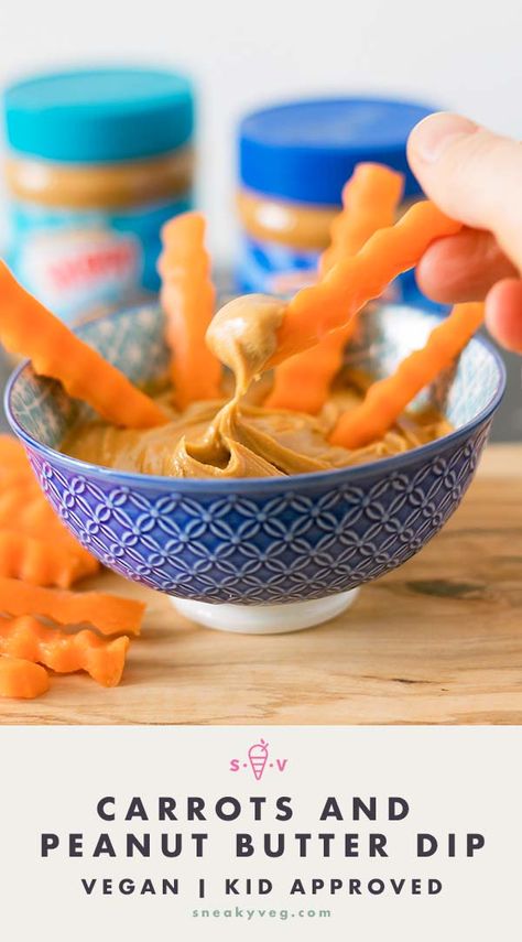 Carrots and peanut butter make a brilliant, healthy snack for kids and adults alike. Perfect for an after-school energy boost, vegan friendly and delicious. #peanutbutter #internationalpeanutbutterday #carrotsticks #dips #healthysnacks #kidsnacks #vegan #vegansnacks #afterschoolsnack Carrots And Peanut Butter, Winter Vegetarian Recipes, Healthy Snack For Kids, Vegan Popsicles, Vegetarian Kids, Dips Recipes, Vegan Dips, Toddler Snack, Kids Treats