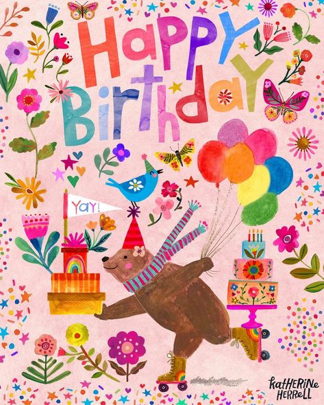 Digital Invitations Birthday, Happy Birthday Illustration, Birthday Illustration, Birthday Today, Happy Birthday Pictures, Bday Cards, Birthday Blessings, Birthday Wishes Quotes, Birthday Meme