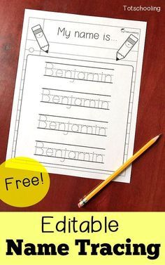 FREE Editable Name Tracing Worksheet Writing Practice Preschool, Name Writing Activities, Kindergarten Handwriting, Kindergarten Names, Name Writing Practice, Preschool Names, Name Tracing Worksheets, Name Practice, Handwriting Analysis