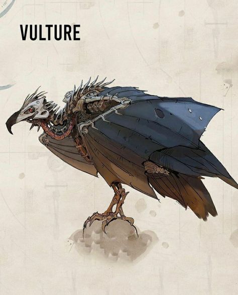 Robot Bird Art, Robot Crow, Mechanical Bird, Robot Bird, Steampunk Animals, Monster Ideas, Mechanical Animals, Robot Animal, Animal Reference