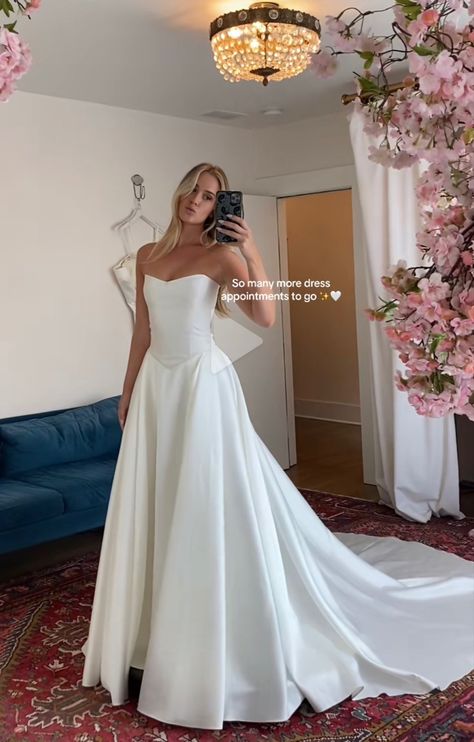 Fitted Ball Gown Wedding Dress, Wedding Dress Styles A Line, Classic Wedding Dress Long Train, Wedding Dress For Long Torso, Fitted Timeless Wedding Dress, Wedding Dresses With Gloves Vintage, V Waistline Wedding Dress, Plain Satin Wedding Dress Simple, Wedding Dress With Silk Gloves