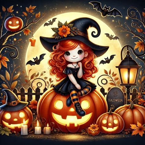 Halloween Profiles, Witch Pics, Dibujos Halloween, Happy Halloween Pictures, Halloween Infantil, Witch Pictures, Pumpkin Illustration, Halloween Fairy, Halloween Artwork