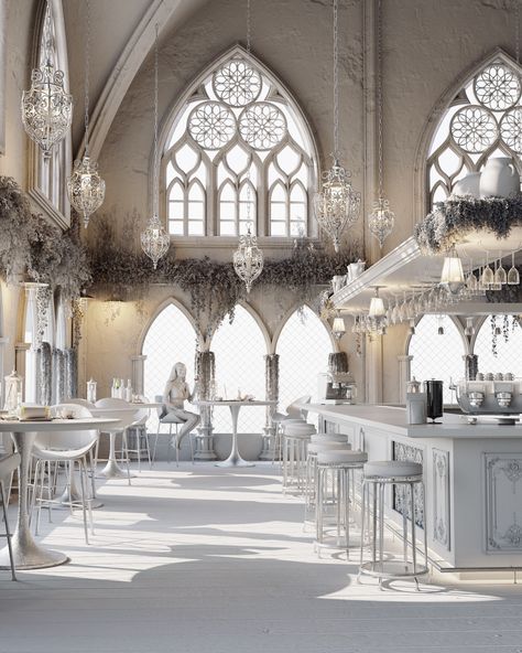 "Gothic coffee shop" by Mahmoud Talat Goth Cafe Interior, Gothic Coffee Shop, Gothic Cafe, Gothic Restaurant, Gothic Style Architecture, Cafe Vibes, Maid Cafe, Gothic Themes, Gothic Style