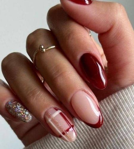 Dip Nail Ideas, Round Shaped Nails, Simple Fall Nails, Dip Nail, Elegant Nail Art, Plaid Nails, Burgundy Nails, Wedding Nails Design, Fall Nail Art