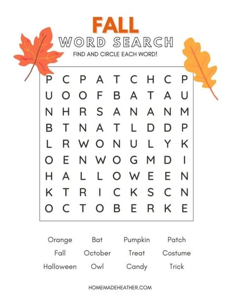 Free Fall Word Search Printable Autumn Word Search Free Printable, October Word Search, Fall Crossword Puzzles Printable, Fall Word Search Free Printable, Halloween Word Search Free Printable, Word Search For Kids Free Printable, Kids Word Search Free Printable, Fall Word Search For Kids, Free Word Search Printables