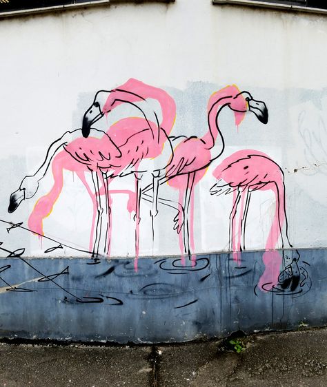 Flamingo Pop Art, Flower Graffiti Art, Murals Street Art Creative, Flamingo Graffiti, Interior Graffiti, Street Murals, Flamingo Craft, Graffiti Flowers, Pig Painting