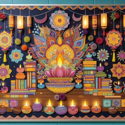 Diwali Bulletin Board Ideas, Diwali Board Decoration, Diwali Board, Bulletin Board Decoration, Decoration Aesthetic, Bulletin Board Ideas, Bulletin Board Decor, Board Decoration, Decoration Idea