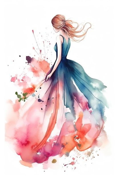 Watercolor Dresses, Fashion Dresses Art, Girl Watercolor Painting, Dress Poster, Dress Wallpaper, Watercolor Dress Painting, Beautiful Blue Dresses, Watercolor Art Women, Fashion Watercolor