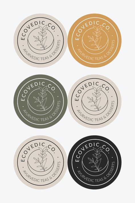 Sleek serif font and earthen sticker design for ecofriendly and healthy brand of organic products. Brand Sticker Design, Healthy Logo Ideas, Natural Branding Design, Healthy Branding, Organic Branding Design, Organic Tea Brands, Healthy Logo, Organic Branding, Organic Labels