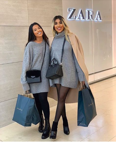 Jumper Dress Outfit Winter, Grey Jumper Dress, Jumper Dress Outfit, Dope Hoodies, Grey Jumper, Winter Dress Outfits, Fall Dress Outfit, Fall Winter Wardrobe, Winter Hoodies