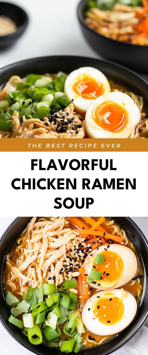 Image for Flavorful Chicken Ramen Soup Chicken Soup With Ramen Noodles, Ramen Noodle Recipes Gluten Free, Fresh Ramen Noodle Recipes, Healthy Ramen Noodle Recipes Soups, Ramen Soup Recipes Chicken, Roman Noodle Soup Recipes, Ramen Noodle Crockpot Recipes, Chicken Ramen Soup Recipes, Quick And Easy Ramen Recipes