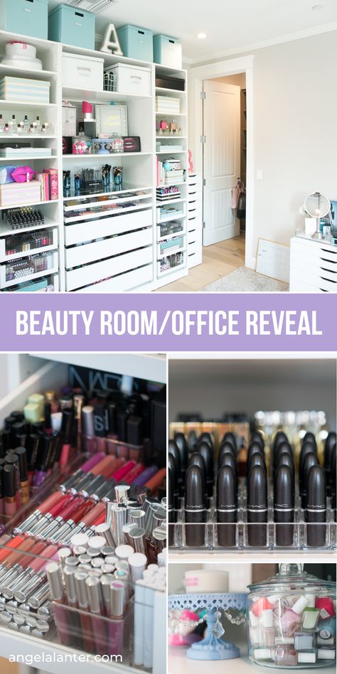 Craft And Makeup Room, Beauty Room Office Combo, Office And Makeup Room Combo, Office And Beauty Room, Glam Makeup Room, Luxury Makeup Room, Home Beauty Room, Makeup Room Design, Spare Bedroom Office