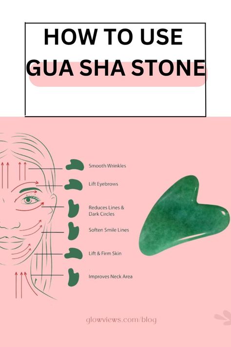 You will have a detailed step by step procedure to follow inorder to use Gua Sha stone on your face. Use Gua Sha, Gua Sha Stone, Jade Rollers, Essential Makeup, Face Yoga Exercises, Perfect Lipstick, Gua Sha Facial, Pink Cosmetics, Face Exercises