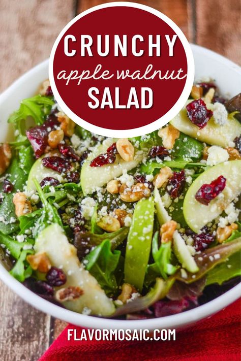 Apple Cheese Salad Recipe, Green Salad With Fruit Recipes, Salad With Granny Smith Apples, Apple Orchard Salad, Apple Garganzola Salad, Salad Dressing For Apple Walnut Salad, Different Salad Ideas Healthy, Autumn Apple Walnut Salad, Apple Feta Salad Recipe