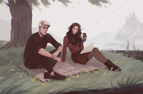 Draco and Hermione🐍🦁 Inspired by the fanfiction «Breath Mints & Battle Scars» by Onyx and Elm. Breath Mints/battle Scars Fan Art, Breath Mints/battle Scars, Hogwarts Illustration, Hermione Malfoy, Harry Potter Fan Fic, Dramione Fanart, Dramione Art, Harrypotter Fanart, Draco And Hermione Fanfiction