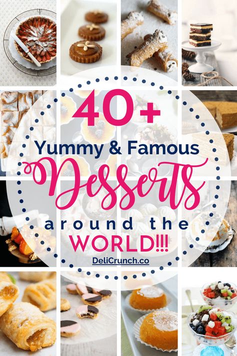 A huge chunk of my unending bucket list that I have yet to cross out is to travel and taste every delicious food and famous desserts around the world. #famousdesserts #dessert #dessertrecipes  #bestdesserts #dessertsbycountry #famousdessertsaroundtheworld #recipes #pastry #sweets #confectionary #yummy #foodgasm #foodblogger Desserts Around The World, Famous Desserts, International Desserts, Tiramisu Dessert, Around The World Food, Delicious Clean Eating, Foreign Food, Kinds Of Desserts, Popular Desserts