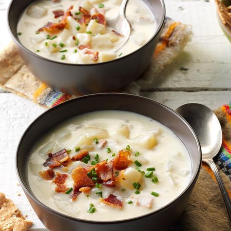 Potato Chowder Potato Chowder Recipes, Potato Chowder, Crockpot Soups, Soups And Chowders, Dump Dinners, Chowder Recipe, Taste Of Home Recipes, Soups Stews Chilis, Easy Slow Cooker Recipes