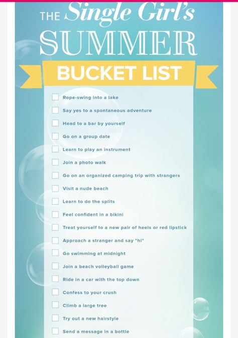 single girls bucket list Best Friend Bucket List, Single Quotes, Bucket List Ideas, Single Girl, Single Life, Hot Girl Summer, Summer Bucket Lists, Summer Bucket List, Summer Ideas