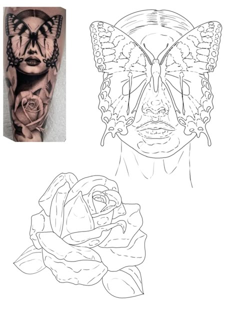 Rose Butterfly Tattoo Design, Tattoos Stencils Outline, Dragon Tattoo Outline, Front Neck Tattoo, Butterfly Tattoo Design, Rose And Butterfly Tattoo, Butterfly Tattoo Stencil, Abstract Tattoo Designs, Card Tattoo Designs