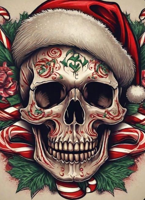 Skeleton Santa, Skull Art Tattoo, Skull Christmas, Mystic Illustration, Scary Christmas, Bad Santa, Alien Tattoo, Creepy Christmas, Mug Png