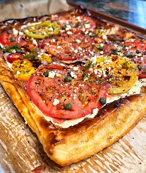 Whipped Feta Tomato, Feta Pastry, Tart Puff Pastry, Tomato Tart Puff Pastry, Feta Tomato, Good Meals, Tomato Tart, Whipped Feta, Puff Pastry