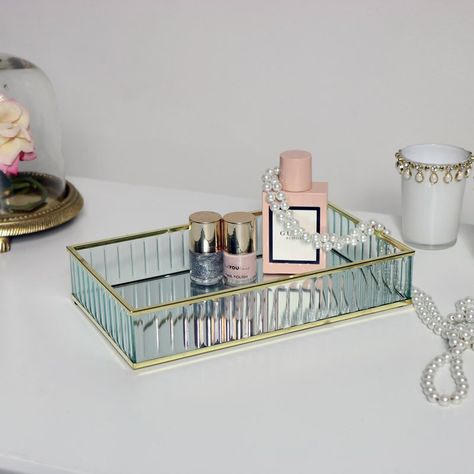 Gold Mirror Tray, Mirrored Vanity, Mirror Vanity Tray, Makeup Tray, Vanity Art, Gold Tray, Jewelry Tray Display, Gold Home Decor, Candle Plate