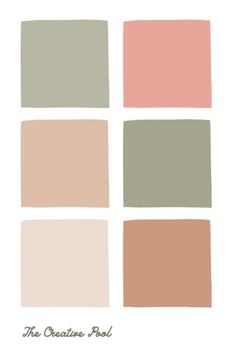 Boho Color Palette Pink, Olive Green Colour Pallete, Earth Tones With Pink, Pink Beige Colour Palette, Neutral Pastel Color Palette Bedroom, Color Pallets Neutral, Color Palette Blush Pink, Neutral Sage Color Palette, Beige Room Color Palette