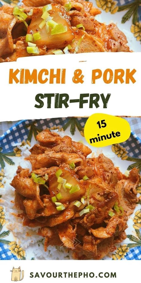 Kimchi & Pork Stir-fry Asian Easy Recipes, Recipes With Kimchi, Kimchi Pork, Stir Fry Kimchi, Korean Pork Belly, Asian Pork Recipes, Pork Stir Fry Recipes, Korean Kimchi, Asian Pork