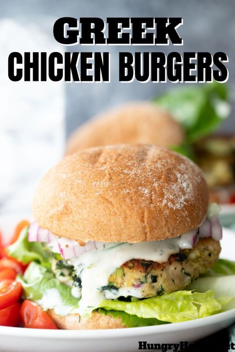 Greek Chicken Burgers Tzatziki, Greek Burgers Chicken, Spinach Feta Chicken Burgers, Greek Ground Chicken Recipes, Nightly Meals, Greek Chicken Burgers, Feta Burgers, Mediterranean Burger, Spinach Burgers