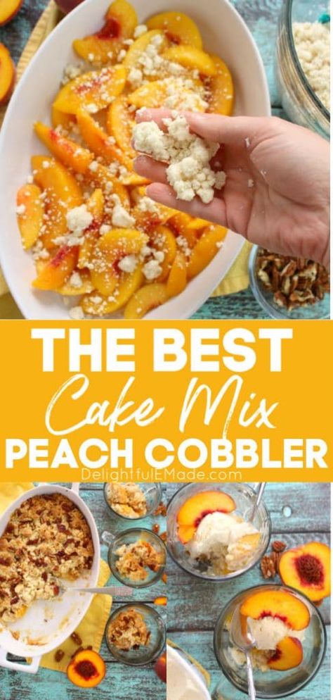 Fresh Peaches Dump Cake, Cobblers Using Cake Mixes, Camping Peach Cobbler, Peach Cobbler With Cake Mix Easy, Peach Cobbler Recipe With Cake Mix, Cake Mix Peach Cobbler, Peach Cobbler Pound Cake, Peach Desserts Easy, Peach Cobbler Cake