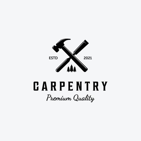 Carpentry Logo, Hammer Logo, Tool Logo, Hammer And Chisel, Building Logo, Construction Logo, Corporate Design, Logo Design Inspiration, Wood Working