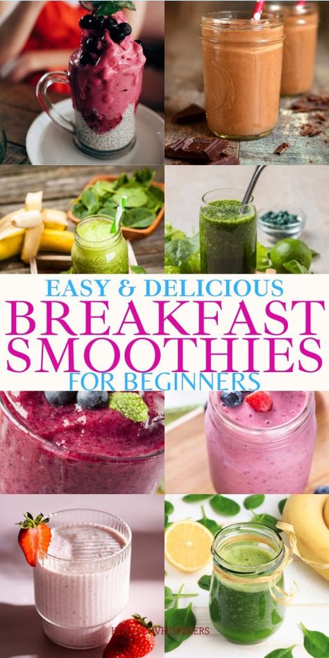 Healthy Shakes For Breakfast, Healthy Easy Breakfast Smoothies, Breakfast Drink Ideas, Smoothies For Beginners, Breakfast Smoothie Healthy, Healthy Easy Breakfast, Yummy Breakfast Smoothies, Vegetable Smoothie Recipes, Dinner Smoothie