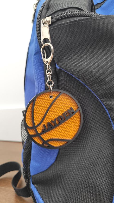 Reflective personalized backpack tag Basketball Bag Tags, Kids Backpack Tags, Sports Bag Tags, Basketball Backpack, Basketball Bag, Basketball Style, Personalized Basketball, Personalized Backpack, Backpack Tags