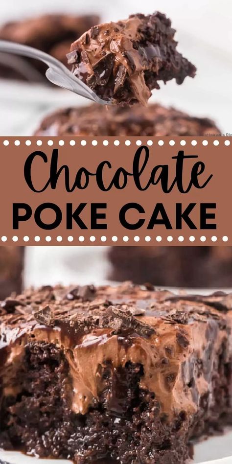 Easy Chocolate Poke Cake, Muffin Ideas, Buttermilk Chocolate Cake, Ruffled Apron, Poke Cake Recipe, Chocolate Poke Cake, Dinner Desserts, Cake Rolls, Chocolate Sheet Cake