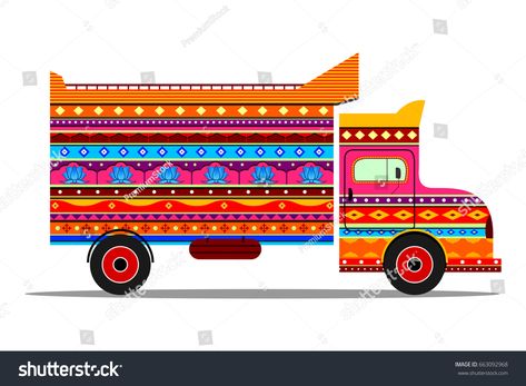 Vector design of truck of India in Indian art style #Ad , #spon, #truck#design#Vector#India Drawing Cartoon Characters Sketches, Truck Art Pakistan, Rajasthani Art, Indian Illustration, Elephant Illustration, Truck Paint, Truck Art, Truck Design, Indian Art Paintings