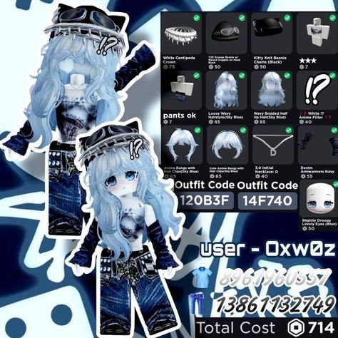 Roblox Hairs, Outfit Ideas Emo, Blue Avatar, Da Hood, Emo Roblox Avatar, Roblox Skins, Avatar Creator, Roblox T Shirts, Outfits Girl