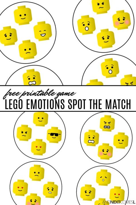 Free printable LEGO emotions spot and match game for kids {free printable spot it game} #kids #freeprintable #LEGO #LEGOemotions #LEGOactivities #spotit #kidsactivities #freeprintables #emotions #emotionsactivities Lego Emotions, Emotions Game, Printable Lego, Feelings Games, Teaching Emotions, Music Theory Worksheets, Montessori Bedroom, Emotions Activities, Disney Babies