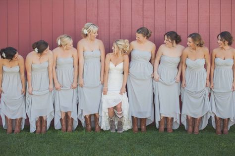 Bridesmaid Dresses With Cowgirl Boots, Short Bridesmaid Dresses With Boots, Bridal Party Cowboy Boots, Bridesmaids In Cowboy Boots, Bridesmaid Cowgirl Boots, Cowboy Boots Bridesmaids, Bridesmaids With Cowboy Boots, Bridesmaids With Boots, Cowgirl Boots Bridesmaids