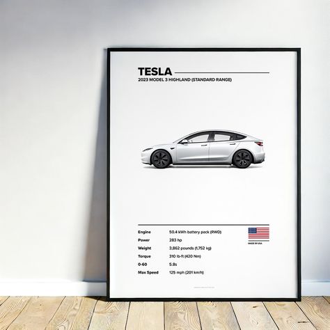 Tesla Model 3 Printable Poster! Note: Fit perfectly in your garage full of ICE cars;) Get yours now! #teslaposter #teslawallart #carposters #etsyfinds #shapefolio #shapefolioart Tesla Poster, Ice Car, Tesla Model 3, Car Posters, Get Yours Now, Printable Poster, Tesla Model, Posters Printable, Battery Pack