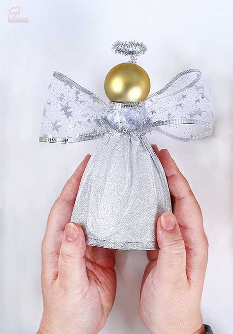 Christmas Angels Diy, Angel Ornaments Diy, Diy Christmas Angel Ornaments, Angel Ideas, Christmas Angel Decorations, Christmas Angel Crafts, Diy Angels, Angel Christmas Tree Topper, Christmas Angel Ornaments