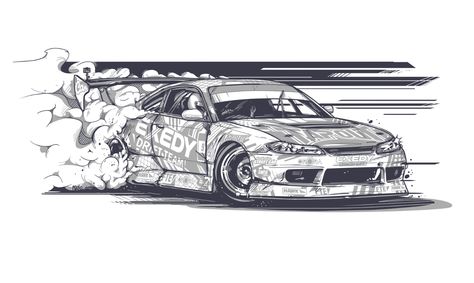 Drifting Car Tattoo, Car Drifting Tattoo, Car Drift Drawing, Drift Car Tattoo, Rx7 Tattoo, Drift Car Drawing, Rx7 Drawing, Drift Drawing, Cars Cartoon