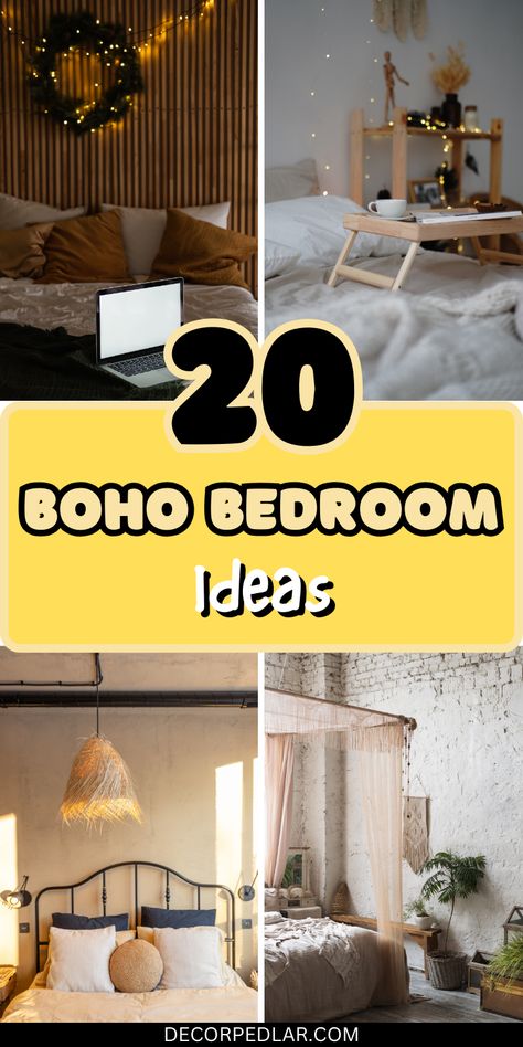 How can you achieve a boho bedroom that feels like a personal oasis? This article will explore 20 boho bedroom ideas that inspire relaxation and reflect your unique personality. Ethnic Bedroom, Bedroom Decor Inspirations, Boho Bedrooms, Wooden Bead Chandelier, Wood Bead Chandelier, Macrame Wall Hangings, Boho Bedroom Ideas, Rattan Headboard, Bedroom Decor Inspiration