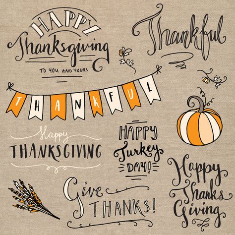 Thanksgiving Overlays Photoshop // Fully Layered by thePENandBRUSH Thanksgiving Hand Lettering, Month Doodles, November Journaling, Thanksgiving Doodles, Thanksgiving Typography, Calligraphy Calendar, Thanksgiving Vector, Thanksgiving Chalkboard, Quotes Thanksgiving