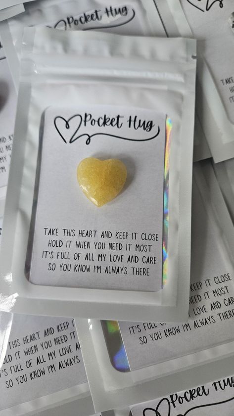 These worry stone favor packs make a great gift to give to classmates or for a parent or teacher to share with children and students!  Each individually packed 3x4.7 white holographic bag comes with one pocket hug card sheet that reads "take this heart and keep it close, hold it when you need it most, it's full of all my love and care so you know i'm always there" and one mini 0.8 inch heart shaped worry stone.   The packs are resealable.   The stones come in a variety of designs and colors.  I will include a mix of colors and options unless otherwise specified. Price is per 1 pack. Recommended age is 3+ as they contain small pieces that may be a choking hazard. If you have any questions or special requests, please reach out to me and I will be happy to accommodate them as best as possible Gifts For Student Teachers From Teacher, End Of Student Teaching Gifts For Kids, Pocket Hug Ideas, Student Gifts From Teacher, Small Gifts For Teachers, Student Teaching Gifts, Christmas Presents To Make, Small Teacher Gifts, Mothers Day Cards Craft