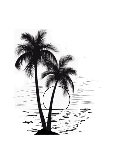 Coconut Tree Tattoo Design, Palm Tree Tattoo Stencil, Coconut Tree Tattoo, Palm Tree Tattoo Design, Palm Tree Outline, Palm Tree Sketch, Statue Of Liberty Tattoo, Eclectic Chandeliers, Beach Inspired Tattoos