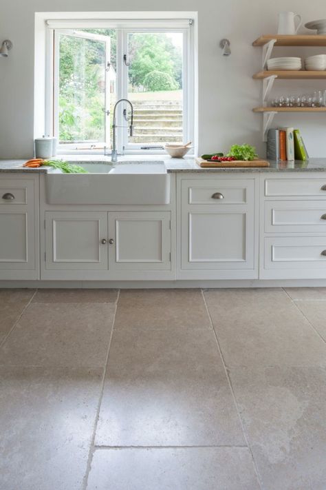 Ceramic Tile Floor Kitchen, Tile Floor Kitchen, Ceramic Tile Floor, Limestone Floor Tiles, Limestone Tiles, Mandarin Stone, French Limestone, Limestone Flooring, Floor Kitchen