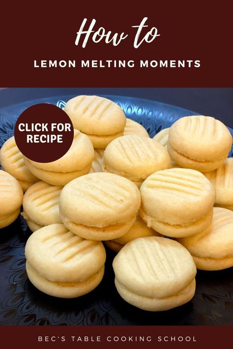 If you don't want to make the traditional Custard powder type of Yo-Yo biscuit we shared in Bake Club Season 1, you might like to try this lemon version. Melting Moments Recipe, Melting Moments Biscuits, Melting Moments Cookies, Lemon Biscuits, Drop Cookie Recipes, Melting Moments, Fruit Cookies, 4 Ingredient, Biscuit Cookies