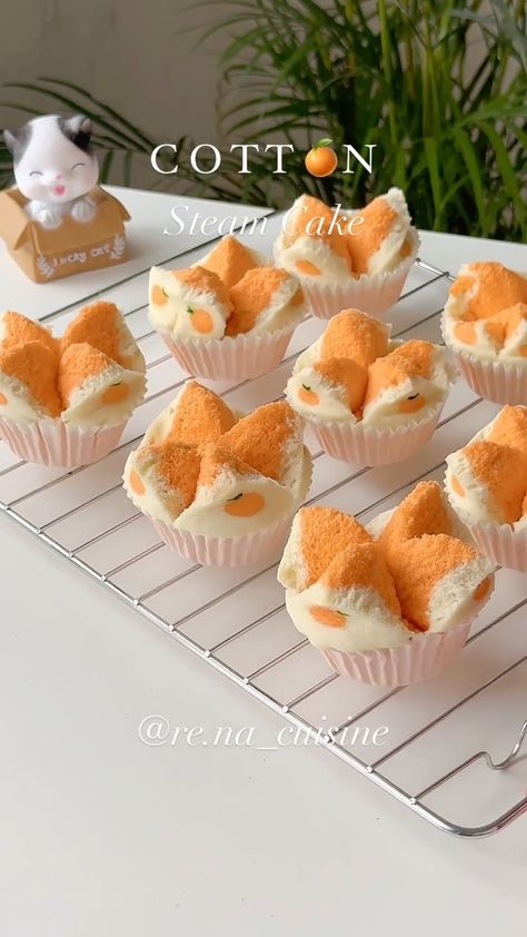 Rennie 🕊 | 🍊🧡 the viral thai cutton steam cake! it’s so soft and fluffy!! And im using a cute steamer from @house_of_mairu 🧡 how much i love cooking… | Instagram Steam Cake Recipe, Chinese New Year Dishes, Cooking Instagram, Recipe Lunch, Chinese Theme, Steamed Cake, Chinese Dessert, Milk Cake, Cold Desserts